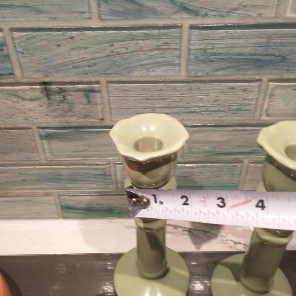 Pair of Candle Holder - Light Green - Picture 2 of 6